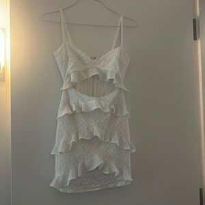 Lovers and Friends Mathews Mini Dress x small - white ruffle cut out dress